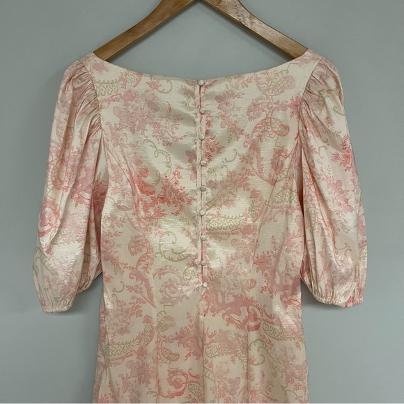 Laura Ashley x  Urban Outfitters‎ Puff Sleeve Dress Size Large Cream Pink Floral - Picture 11 of 14